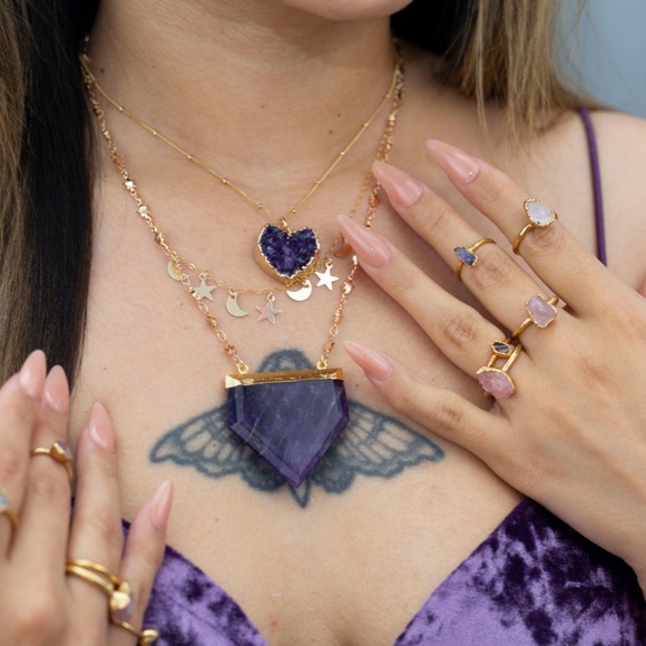 CHUNKY Amethyst third eye chakra pendant necklace - Picture 4 of 4